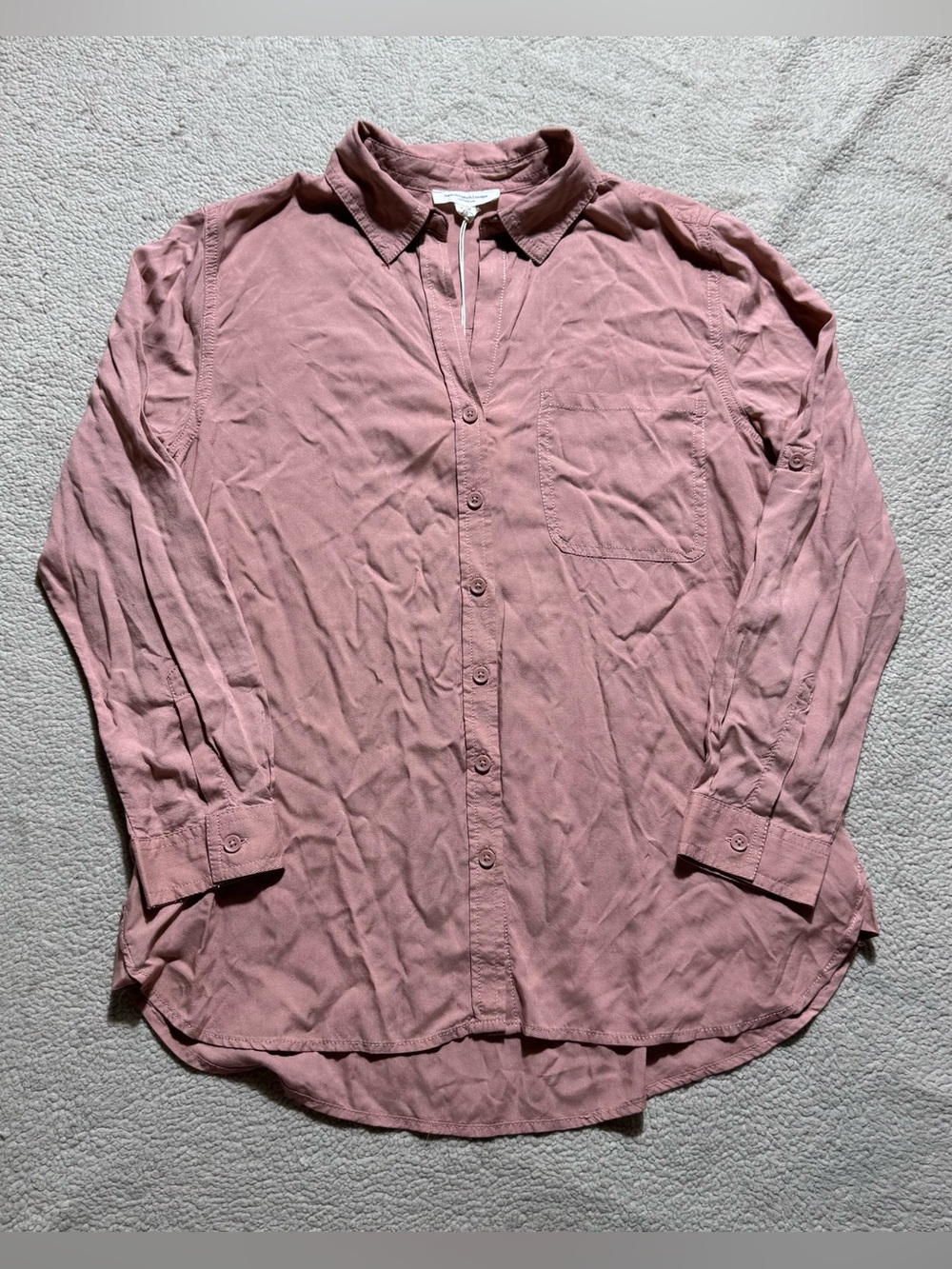 Beach Lunch Lounge Shirt Womens Small Arya Long Sleeve Blush Pink Button-Up Top